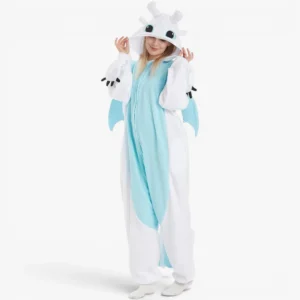 Light Fury Onesie for Adults - Cozy Polar Fleece Onesie Pajamas