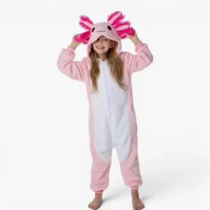 Axolotl Onesie Pajamas for Kids - Cozy Polar Fleece Onesie Pajamas