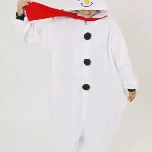Snowman Christmas kigurumi onesie pajamas with top hat and red scarf
